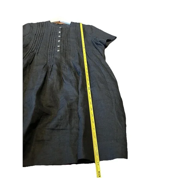 Quince Women 100% European Linen Short Sleeve Swing Dress Black Size Large - Picture 7 of 9